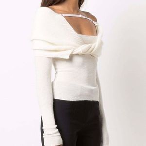 White La Maille Ascua off-shoulder jumper/ sweater/ blouse